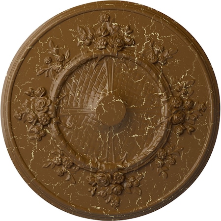 Ekena Millwork Flower Ceiling Medallion (Fits Canopies up to 3 7/8"), 27"OD x 1 1/8"P, Smokey Topaz Crackle CM27FLSTC
